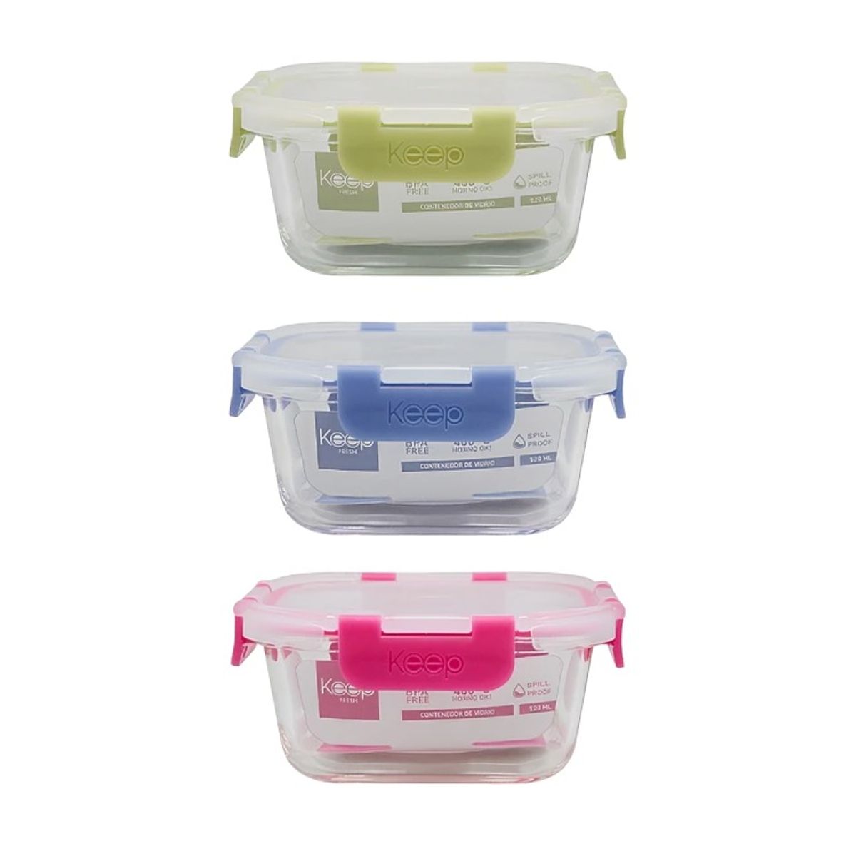 KEEP - HERMETICO CUADRADO 520ML GLASS KEEP FUCSIA