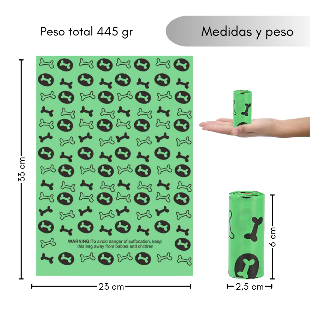 GENERICO - Bolsas Para Perros Y Gatos Biodegradable Caca Desecho 270und
