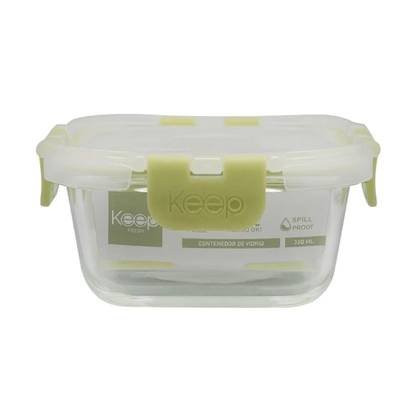 KEEP - HERMETICO CUADRADO 320ML GLASS KEEP VERDE