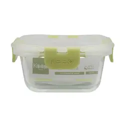KEEP - HERMETICO CUADRADO 320ML GLASS VERDE