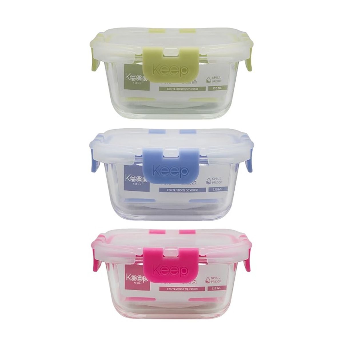 KEEP - HERMETICO CUADRADO 320ML GLASS KEEP MORADO