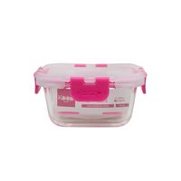 HERMETICO CUADRADO 320ML GLASS FUCSIA