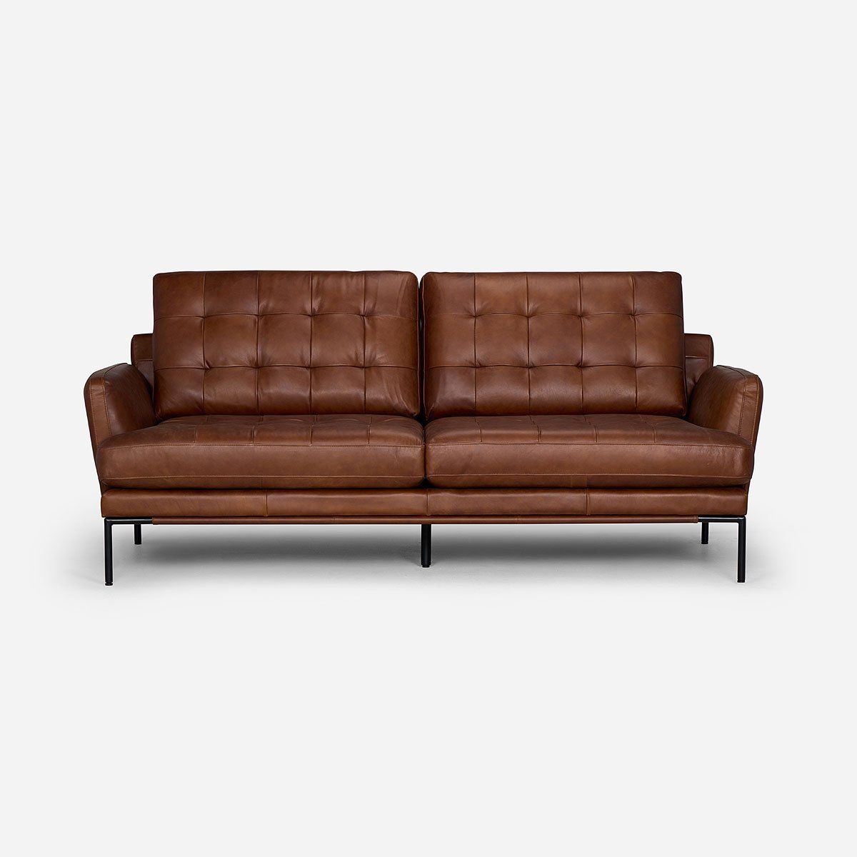 ROSEN - Sofá Rosen Marsella 3 Cuerpos Cuero Marrón