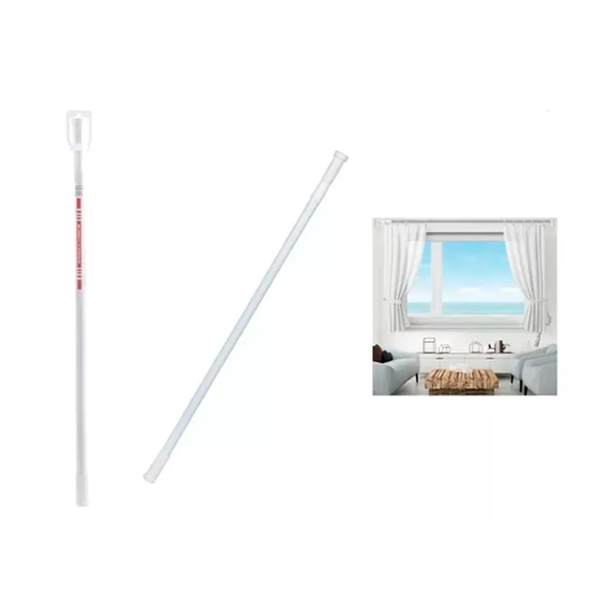 GENERICO - Barra Extensible 110-200cms Cortina De Ducha Blanco