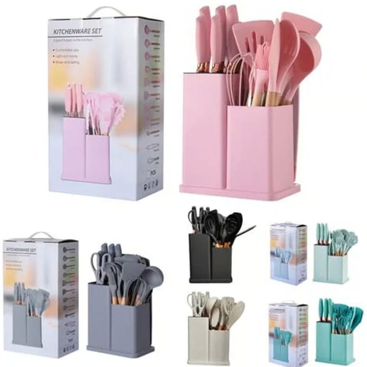 GENERICO - Set Utensilio De Cocina 19 Piezas Todo Incluido De Silicona color variado