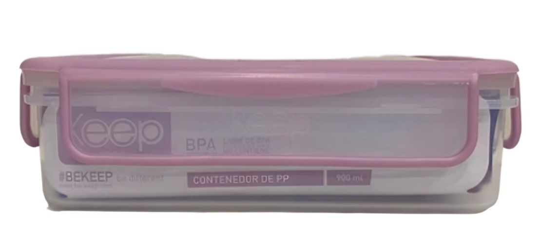 HERMETICO PP 900ML RECTANGULAR ROSADO