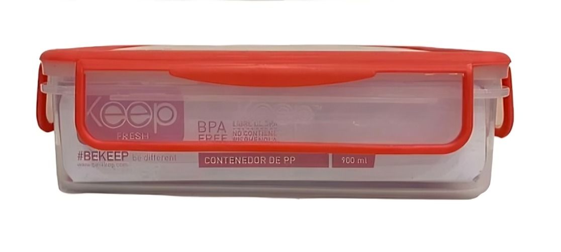 HERMETICO PP 900ML RECTANGULAR ROJO