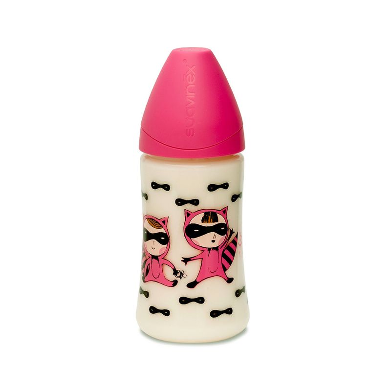 SUAVINEX - MAMADERA 270ML ANATÓMICA SILICONA SECRET ROSADO 0-6M
