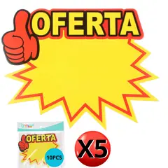 GENERICO - Pack 5 Paquetes de Etiquetas de Oferta de Carton 10 Pcs