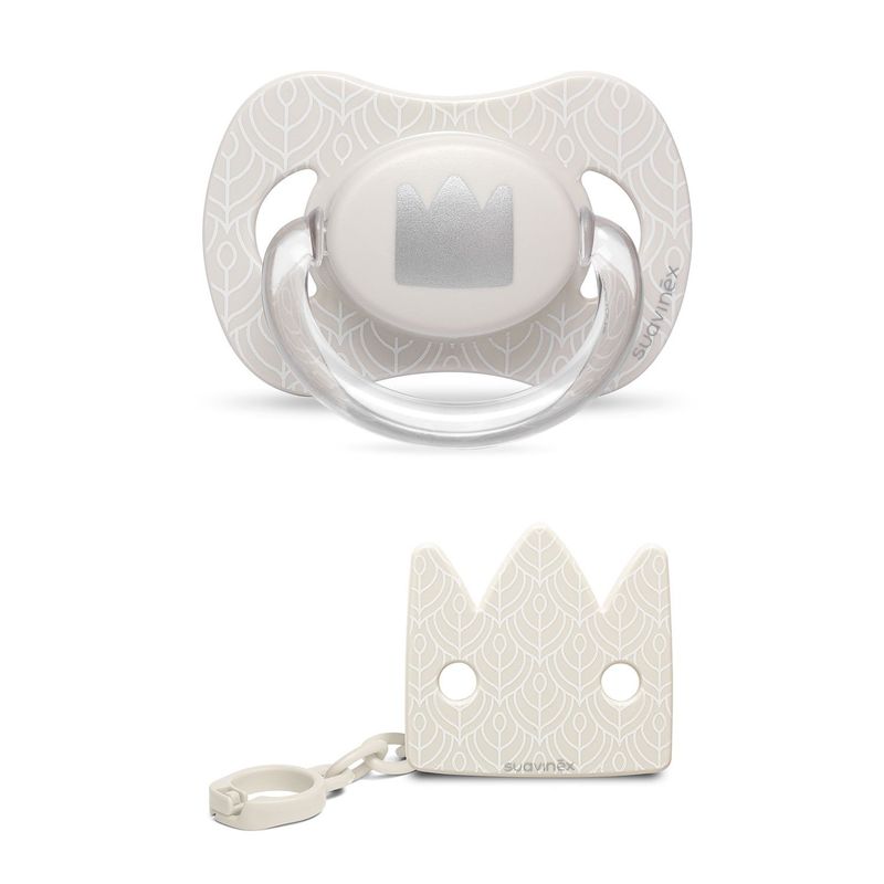 SUAVINEX - CHUPETE CORONA GRIS 6-18M + BROCHE GRIS