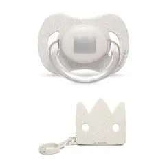 SUAVINEX - CHUPETE CORONA GRIS 6-18M + BROCHE GRIS