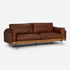 ROSEN - Sofá Quebec 3,5 Cuerpos Cuero Marrón