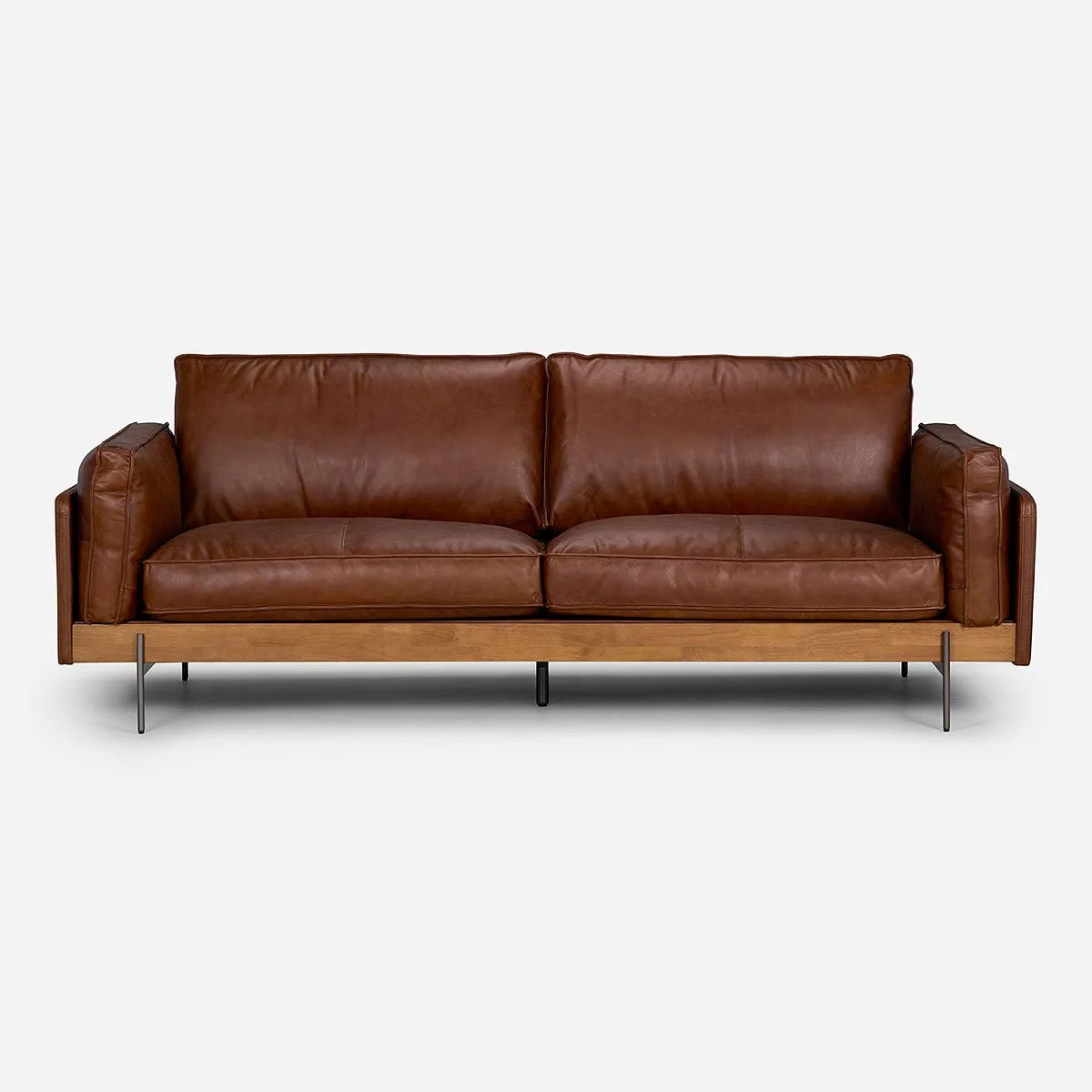 ROSEN - Sofá Rosen Quebec 3,5 Cuerpos Cuero Marrón