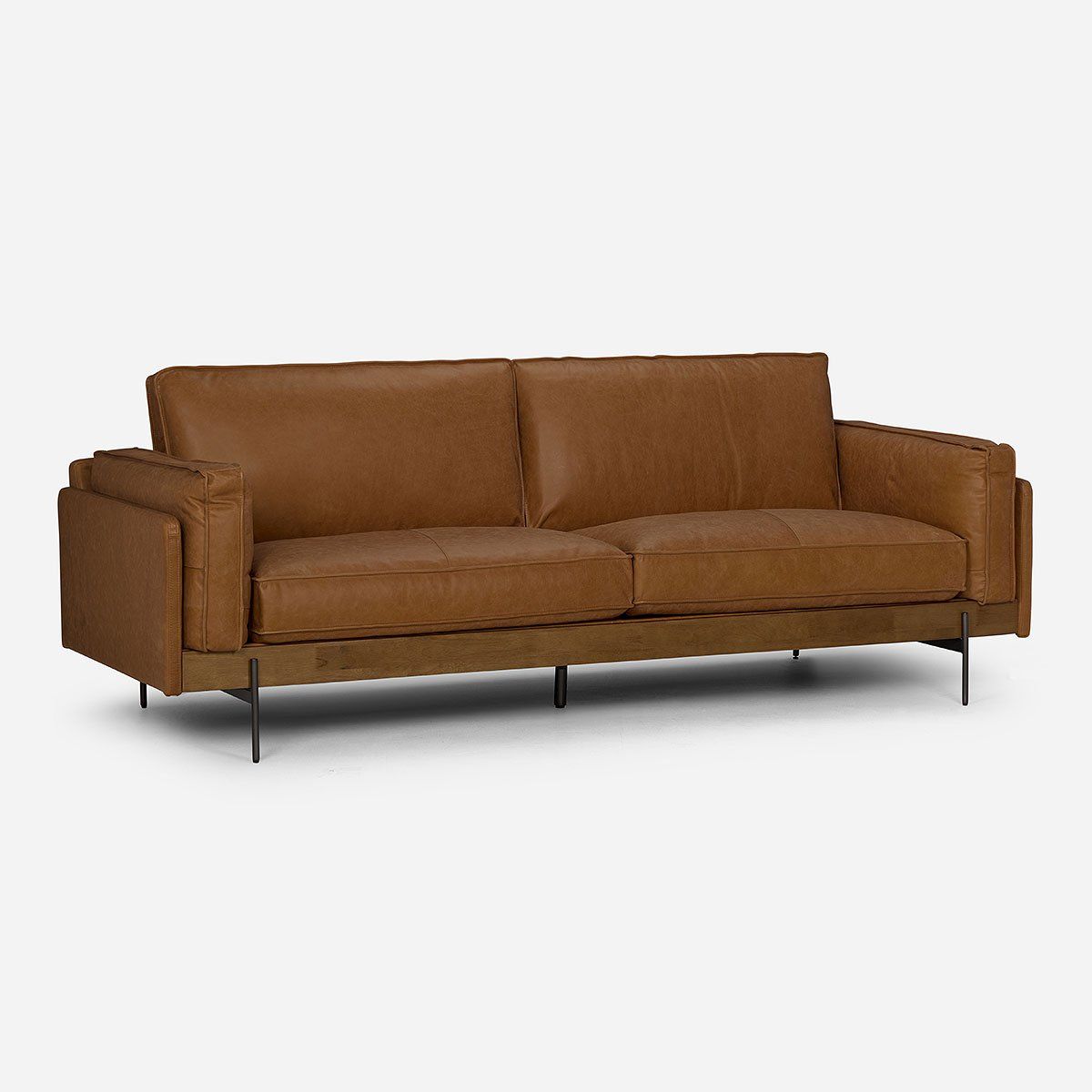 ROSEN - Sofá Rosen Quebec 3,5 Cuerpos Cuero Camel