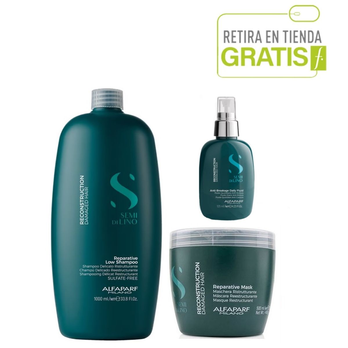 ALFAPARF MILANO - ALFAPARF Kit XL Shampoo+  Mascarilla+  Fluido Reconstrucción