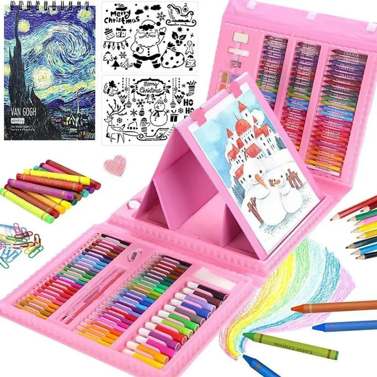 GENERICO - Maleta de dibujo set de arte colores acuarelas 208 piezas