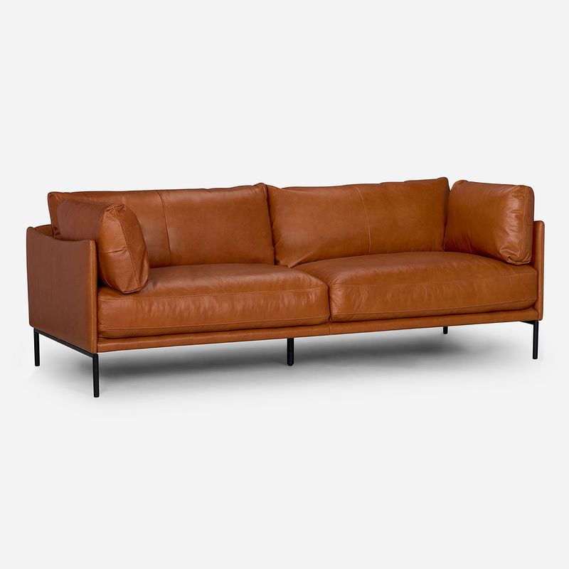 ROSEN - Sofá Rosen Thamova 3,5 Cuerpos Cuero Zapallo