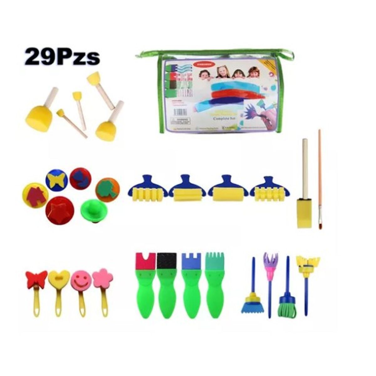 ESHOPANGIE - Set 29 Esponja Cepillo Brocha Pincel Para Pintar