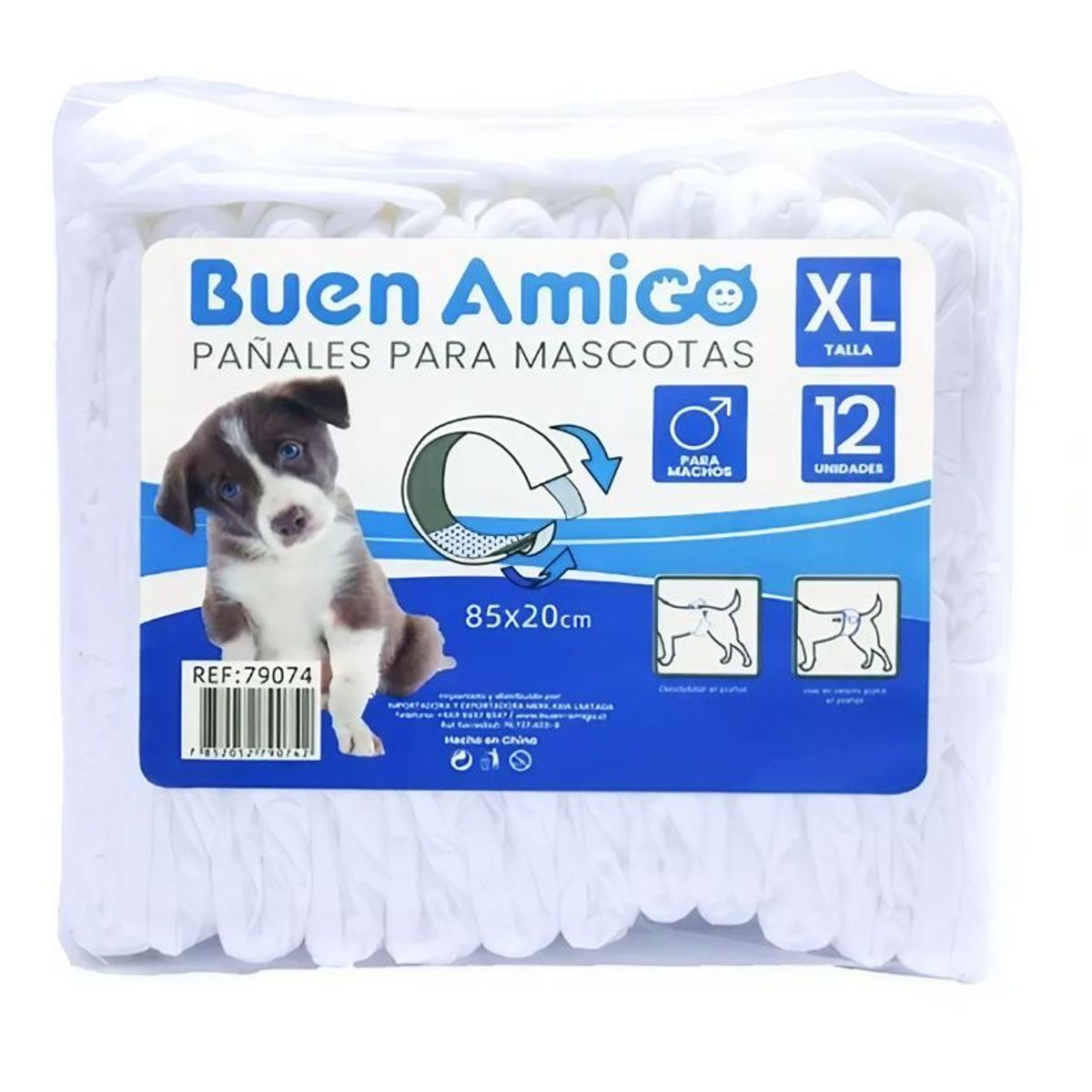 GENERICO - 12 Pañales Para Perro Macho Xl