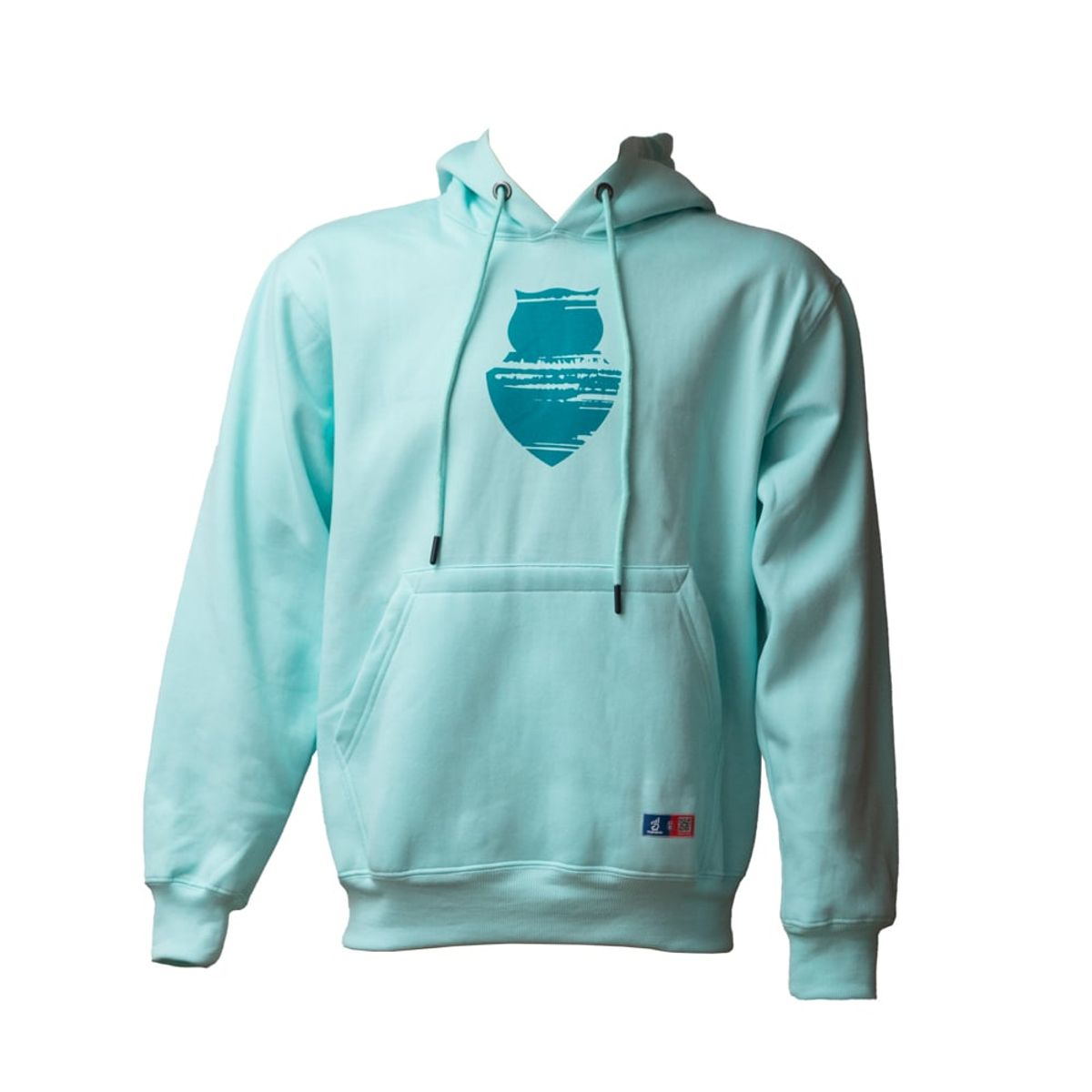 TUFANS - POLERÓN U DE CHILE GRIS CON CUELLO "U" CELESTE CHUNCHO