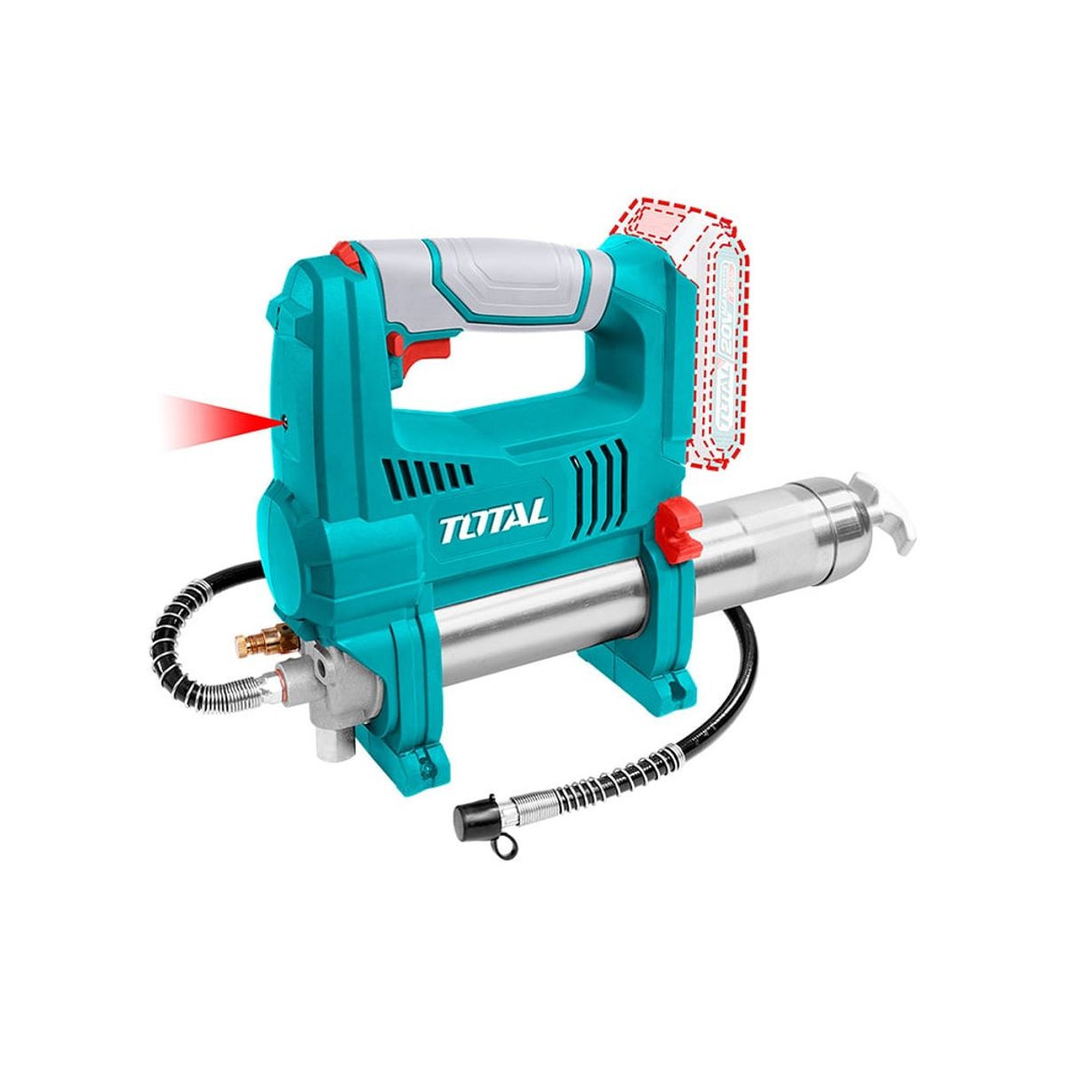 TOTAL TOOLS - Pistola Engrasadora Grasera Industrial 10000Psi 20v TOTAL