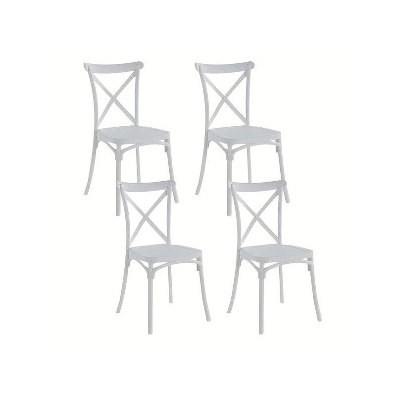 MOBOI - Pack 4 Sillas Crossback Blancas Apilable