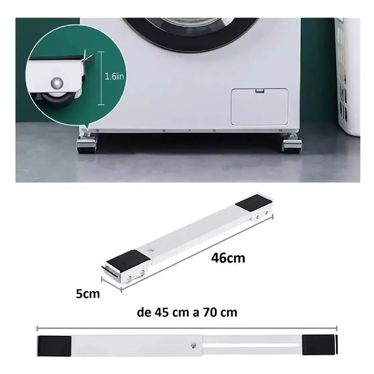 GENERICO - Soporte Base Ajustable Para Mover Lavadora Nevera Con Ruedas