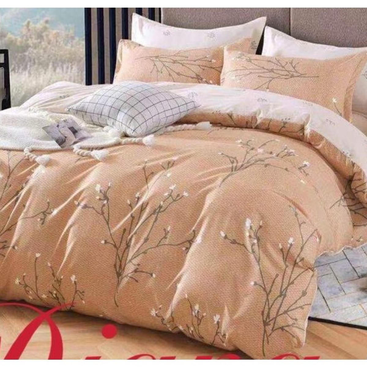 GENERICO - cubrecama 2 plaza color melon quilt verano 100% COTTON