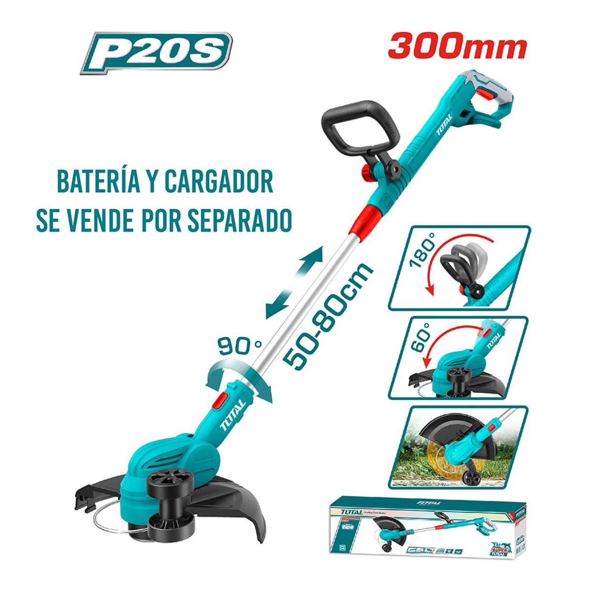TOTAL TOOLS - Orilladora Cortacesped Industrial Inalámbrica 20v 8200Rpm TOTAL