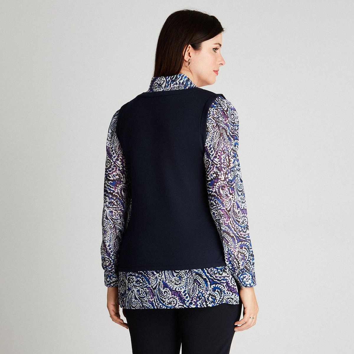 LORENZO DI PONTTI - Polera Camant Azul Manga Larga Cuello Camisero