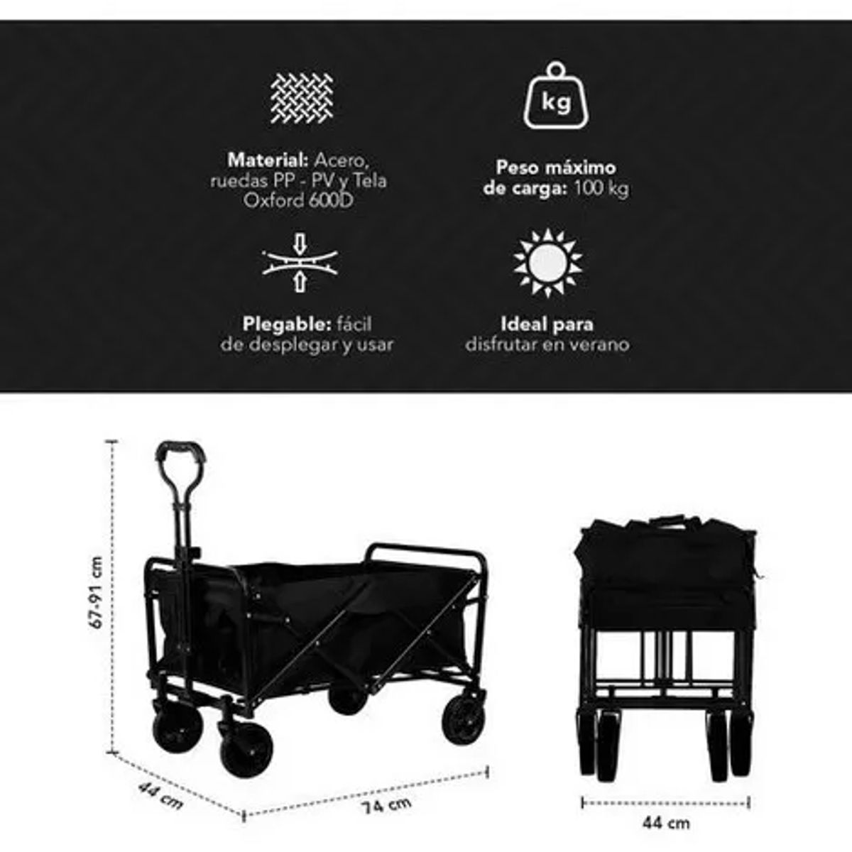 GENERICO - Carrito Ideal Para Acampar O Ir De Compras Plegable