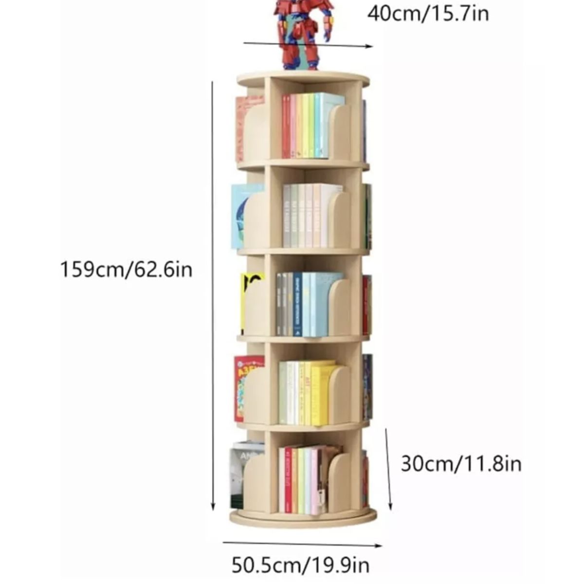 HOMER DESIGN - Biblioteca Giratoria Librero Organizador Libros Alto 160cm
