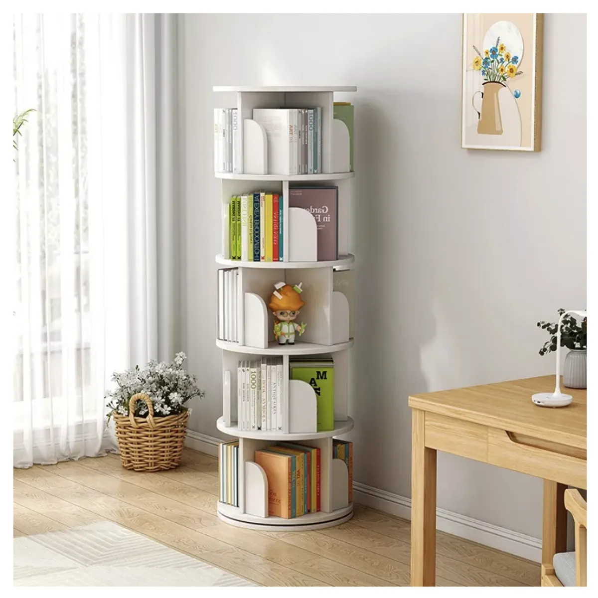 HOMER DESIGN - Biblioteca Giratoria Librero Organizador Libros Alto 160cm