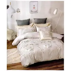 GENERICO - Cubrecama 2 plaza beige flor quilt verano 100% COTTON