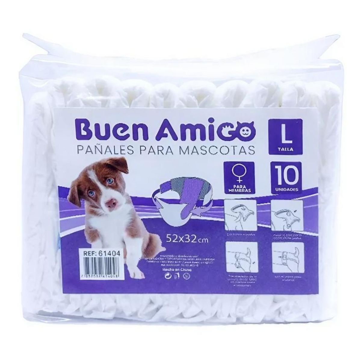 GENERICO - 10 Pañales Para Perro Hembra L