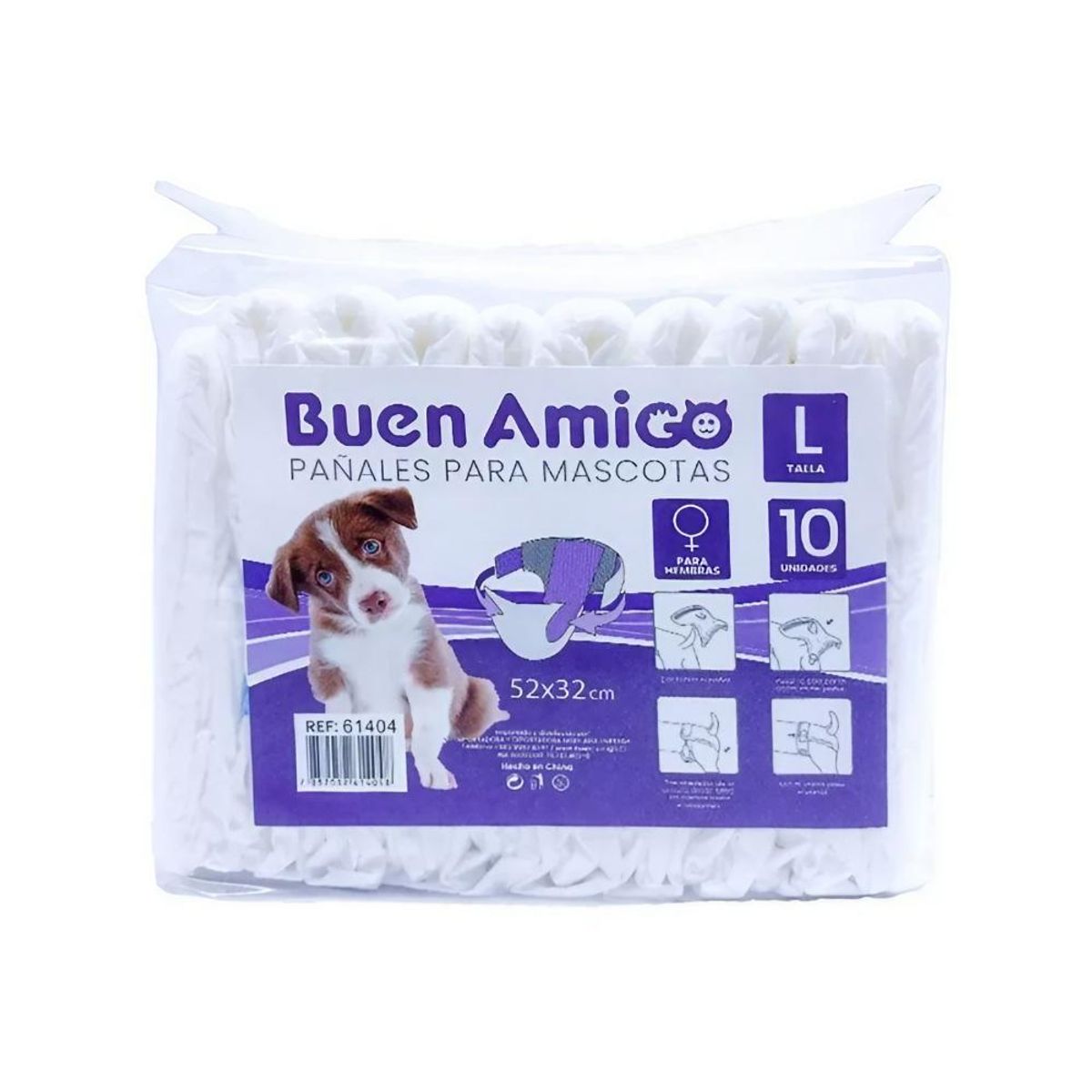 GENERICO - 10 Pañales Para Perro Hembra L