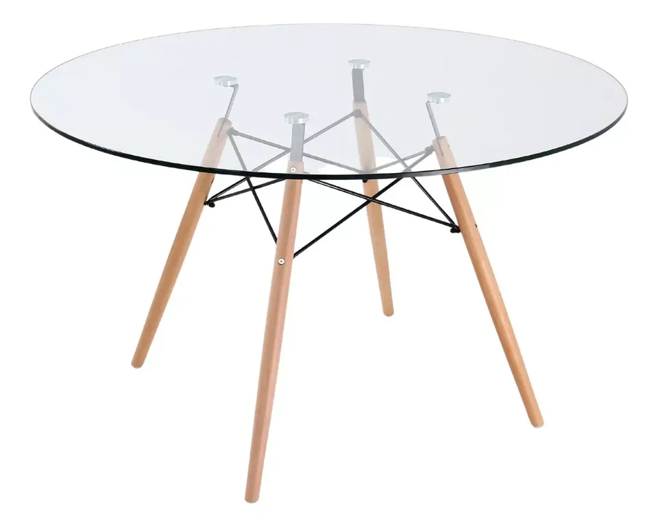Mesa Eames Redonda de Vidrio 80cm