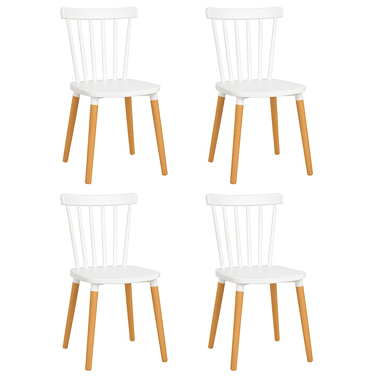 MOBOI - Pack 4 Sillas Windsor para Comedor o Terraza Blancas