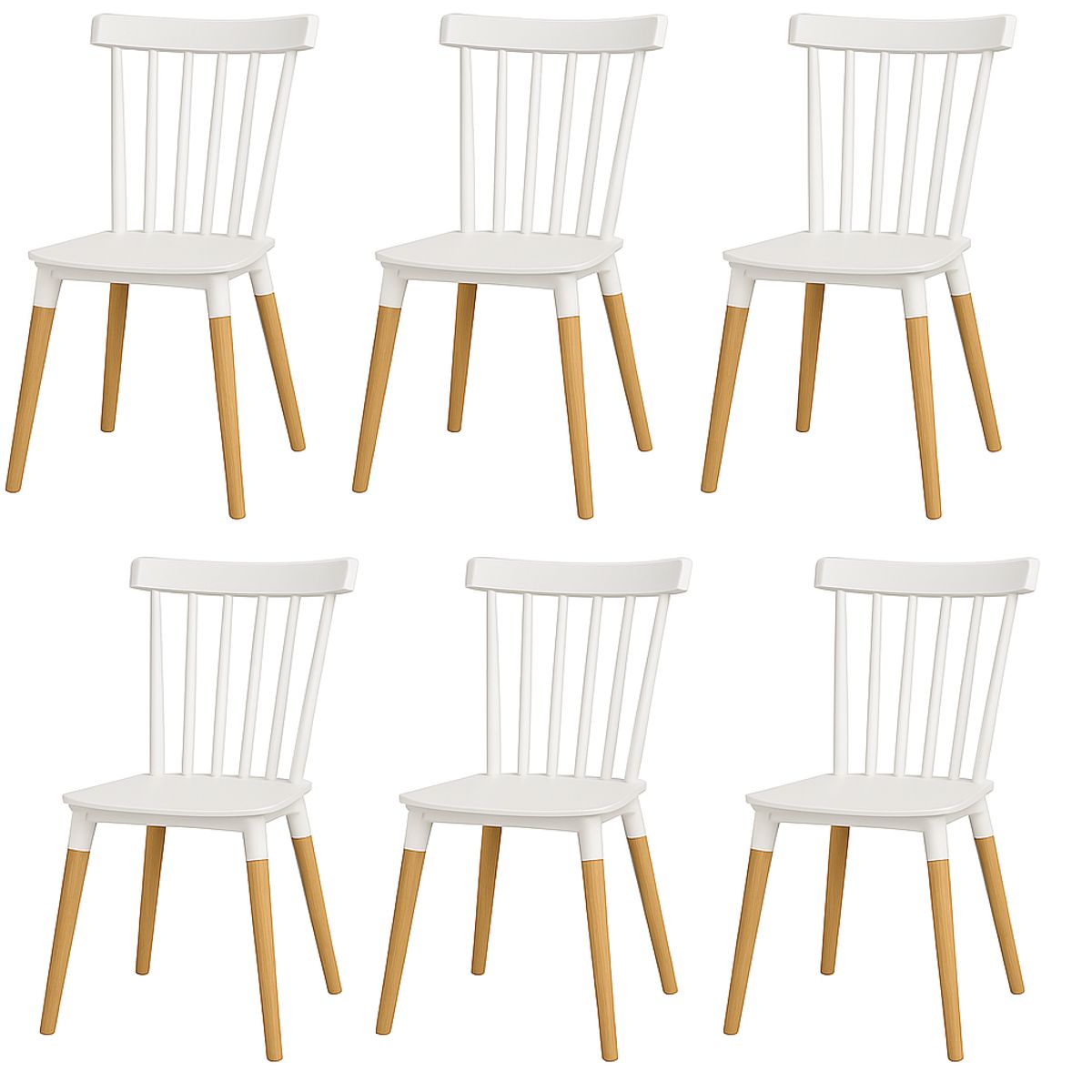 MOBOI - Pack 6 Sillas Windsor para Comedor o Terraza Blancas