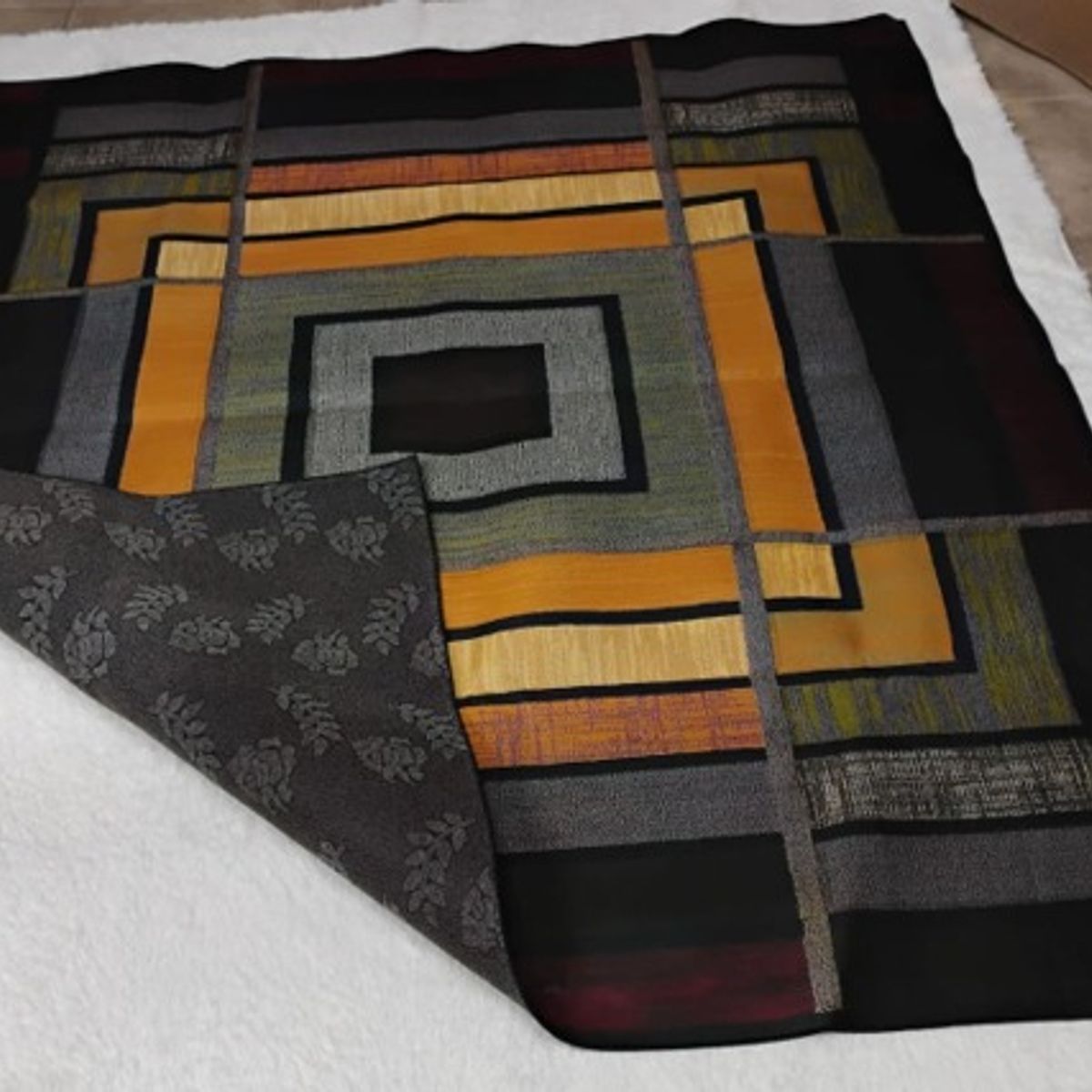 GENERICO - ALFOMBRA CON DISEÑO160X200 CUADRO MULTICOLOR ANTIDESLIZANTE DELGADA