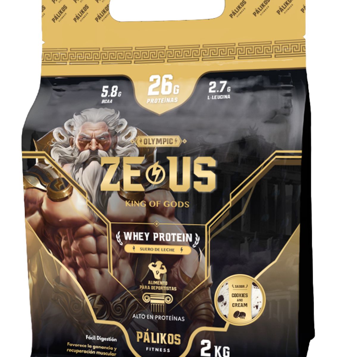PALIKOS FITNESS - Proteina Zeus 100% Whey Sabor Cookies and Creams Formato Doypack