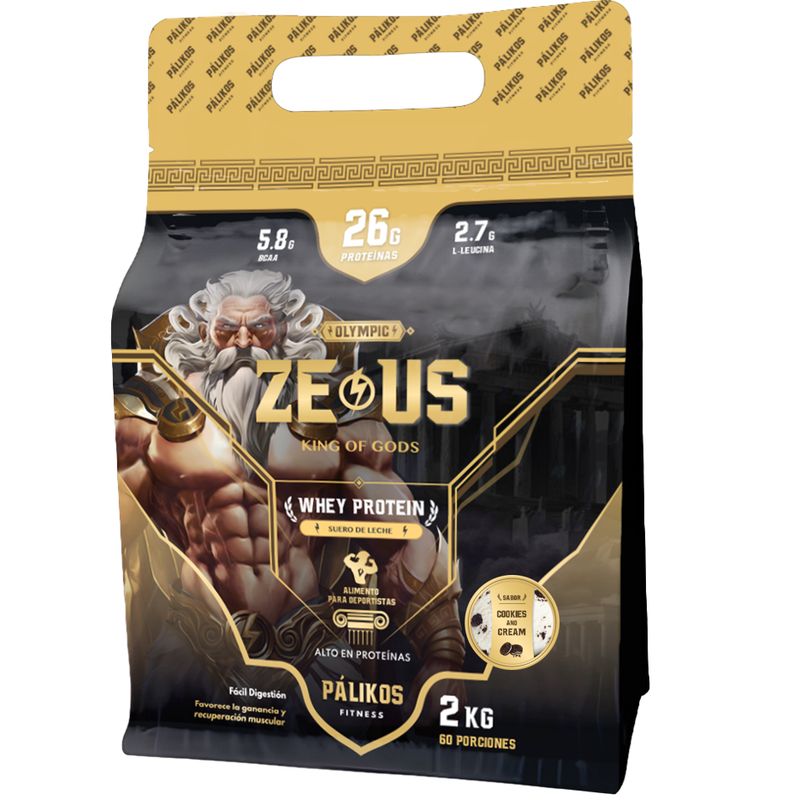 PALIKOS FITNESS - Proteina Zeus 100% Whey Sabor Cookies and Creams Formato Doypack