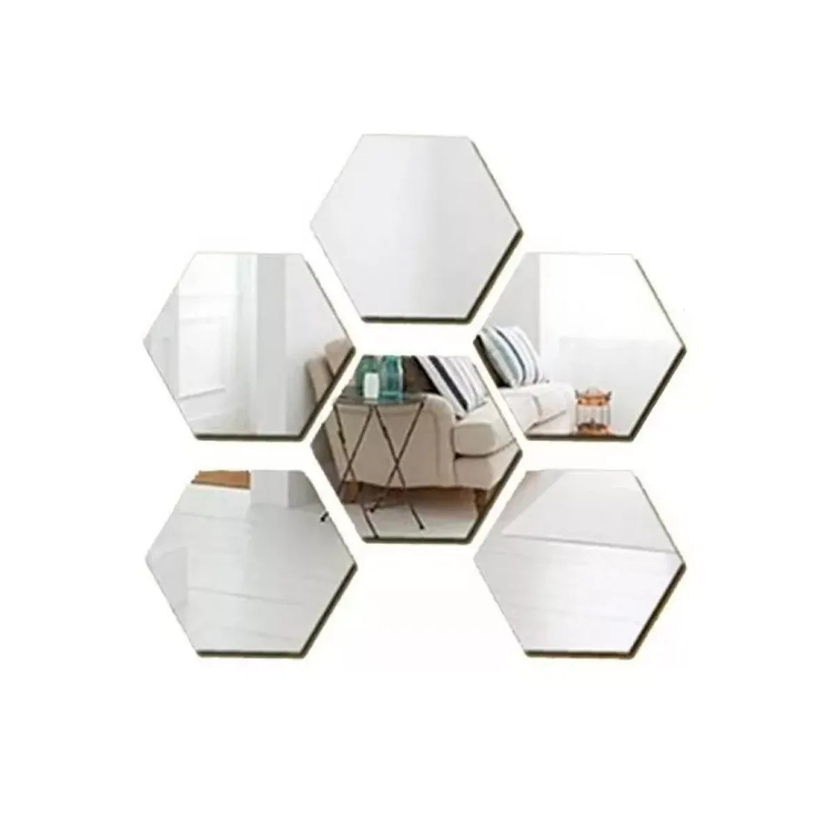 GENERICO - Espejos Hexagonal Decorativo Pack x6 Adhesivos Muro