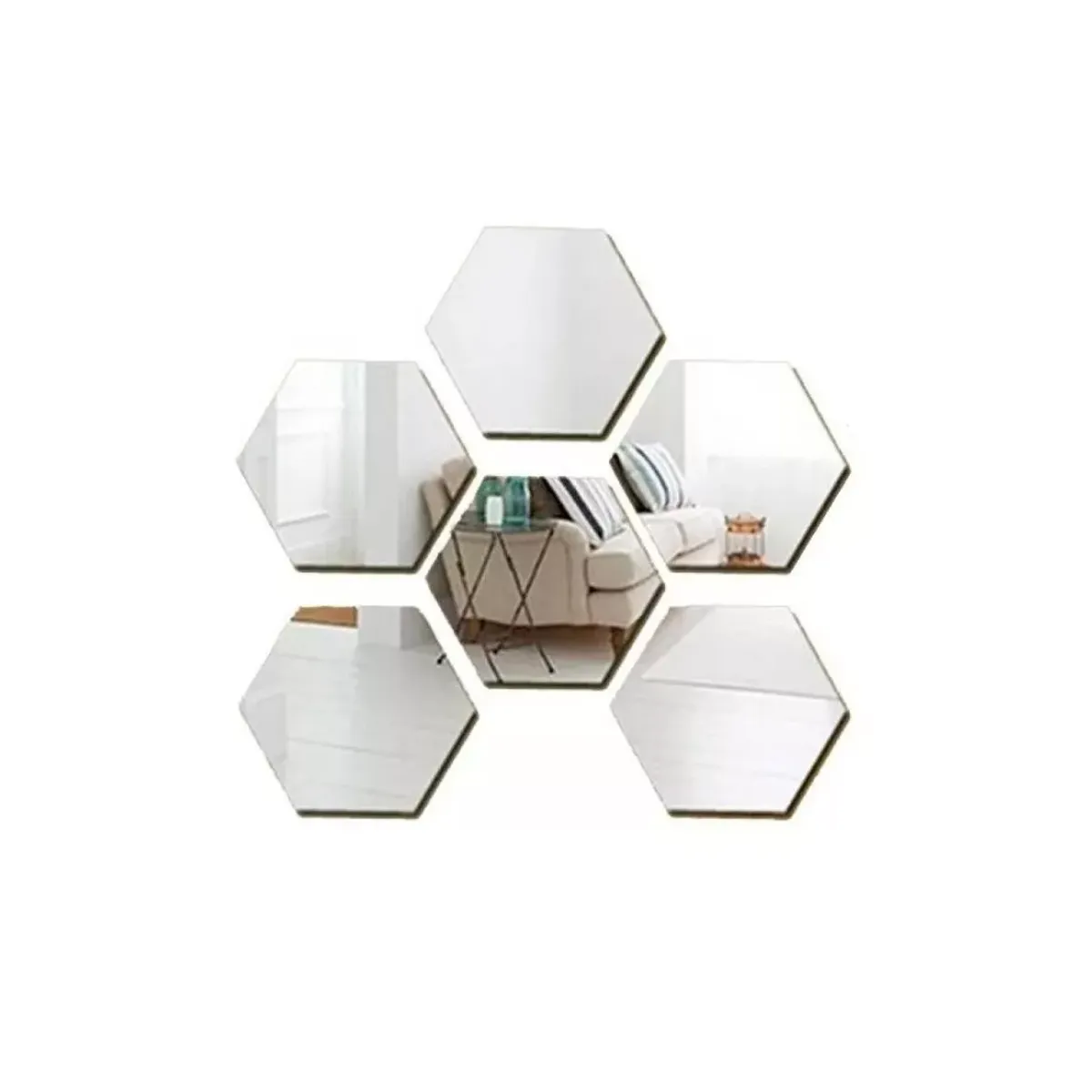 GENERICO - Espejos Hexagonal Decorativo Pack x6 Adhesivos Muro