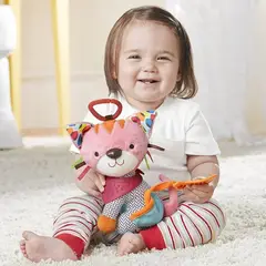 OEM - SONAJERO DE PELUCHE DE TELA ANIMALES - Rosa - GATO