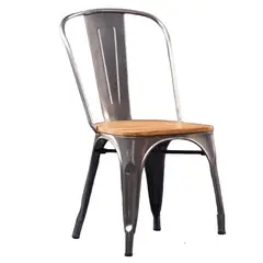 GENERICO - Silla Tolix Asiento Madera 4 Unidades
