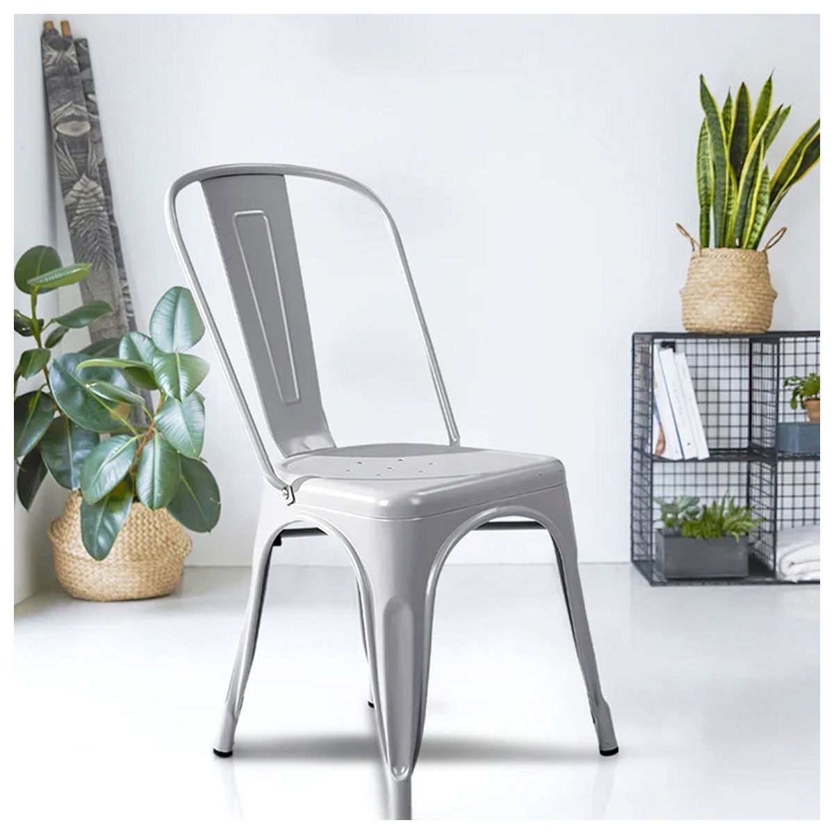 NOVAHUS - Silla de Bar Metal Tolix Gris