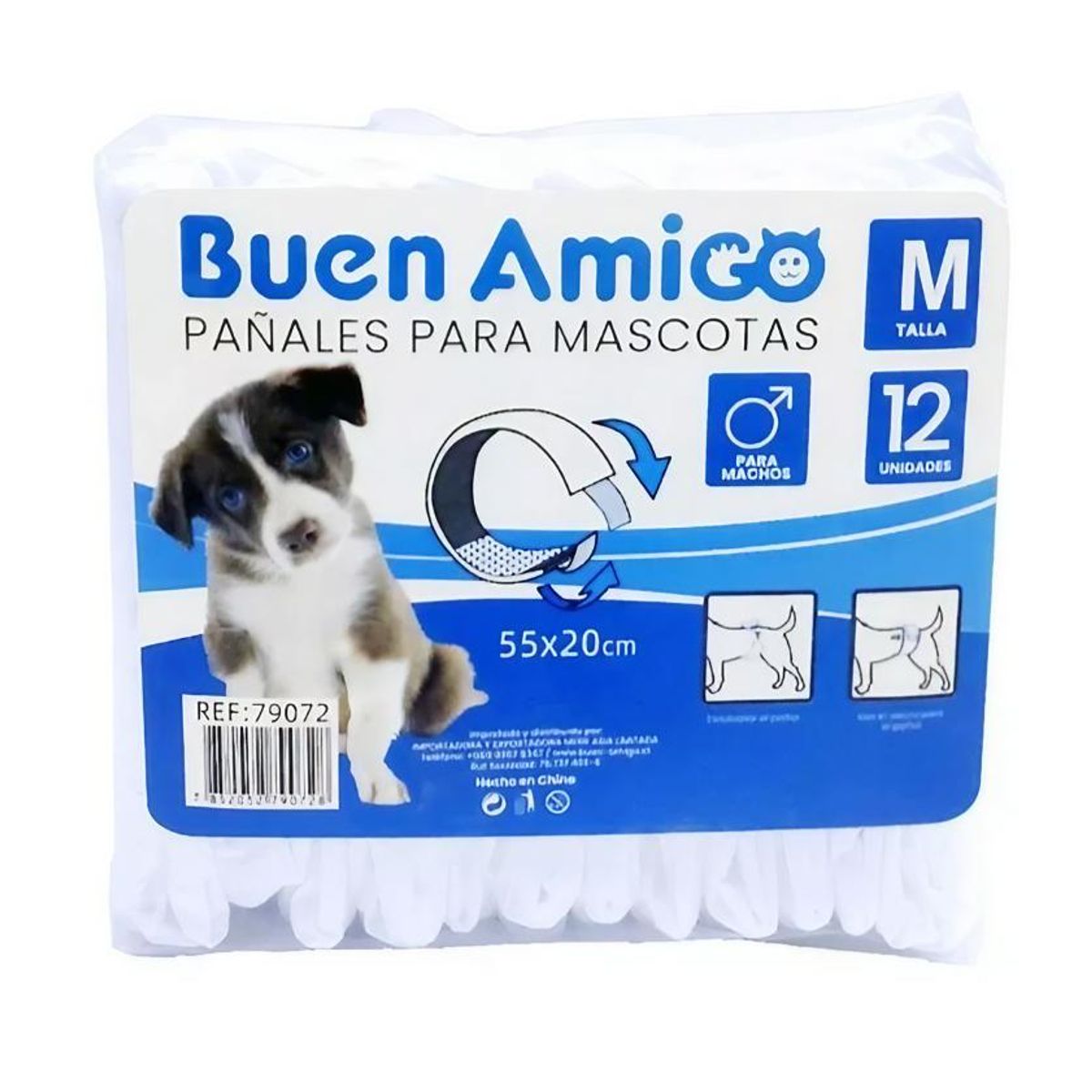 GENERICO - 12 Pañales Para Perro Macho M