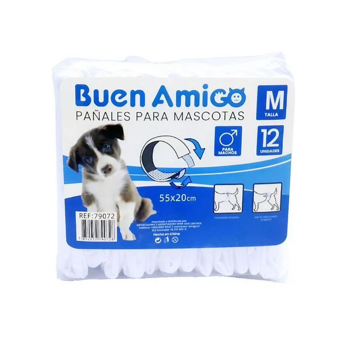 GENERICO - 12 Pañales Para Perro Macho M