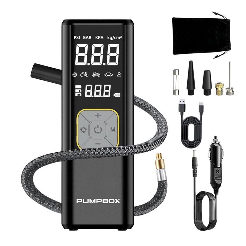 NOVYSTOR - Compresor de Aire para Auto Digital a Batería 12v + Linterna